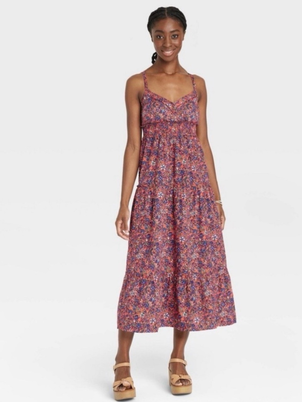 Universal Thread Floral Tiered Maxi Dress Size L